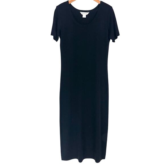 Misook Black Knit Short Sleeve Maxi Dress Size Small - Picture 1 of 10